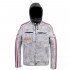 Ash White Hooded Fleece Leather Biker Jacket